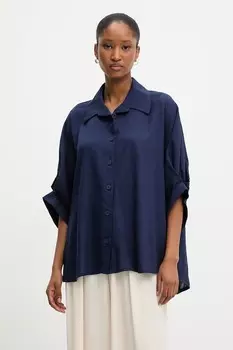 Рубашка с льном Answear.Lab, темно-синий