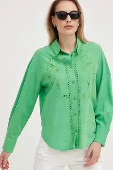 Рубашка с льном Answear Lab, зеленый