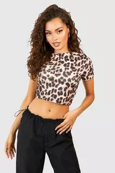 Рубашка с леопардовым рукавом и укороченным топом Boohoo, черный