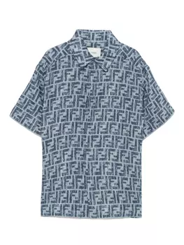 Рубашка с логотипом FF Fendi Kids, синий