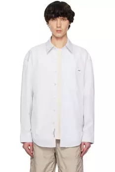 Рубашка с логотипом на спине из хлопка синего и белого цветов WOOYOUNGMI