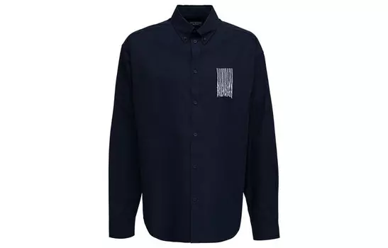 Рубашка с логотипом штрих-кода Balenciaga, синий