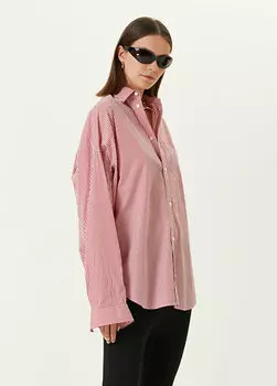 Рубашка с логотипом в красно-белую полоску Balenciaga