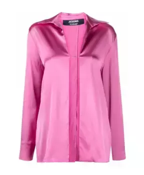 Рубашка с металлическим логотипом la chemise notte Jacquemus, розовый