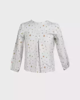 Рубашка с микропринтом для девочки с длинными рукавами La Ormiga, белый