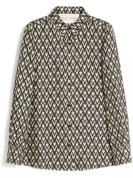 Рубашка с монограммным узором Valentino Garavani, черный