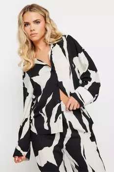 Рубашка с монохромным абстрактным принтом Pixiegirl Petite, черный