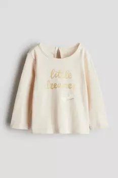 Рубашка с мотивным принтом H&M, бежевый