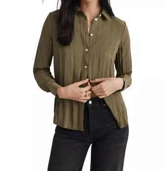 Рубашка с мятой застежкой на пуговицы цвета оливы Madewell, оливковый
