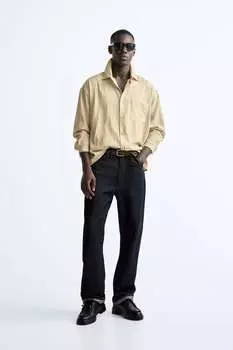 Рубашка с мятым эффектом ZARA, кэмел