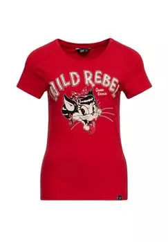 Рубашка с мультяшным принтом Wild Rebel Queen Kerosin, красный