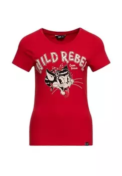 Рубашка с мультяшным принтом Wild Rebel QUEEN KEROSIN, красный