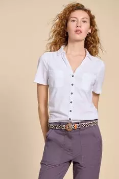 Рубашка с набивным карманом и вышивкой "Пенни" White Stuff, белый