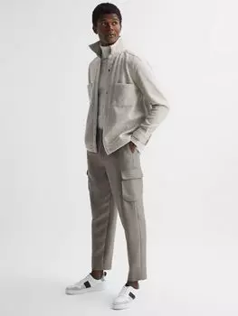 Рубашка с начесом Reiss Press Stud, овсянка