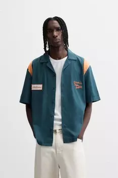Рубашка с нашивкой цветного блока ZARA, синий