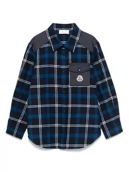 Рубашка с нашивкой-логотипом Moncler Enfant, синий