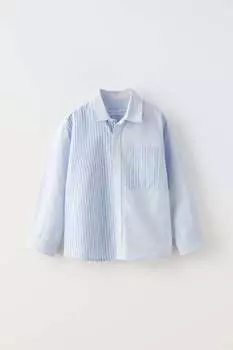 Рубашка с нашивкой в полоску Zara, синий