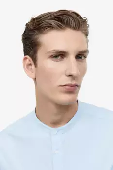 Рубашка с низким воротником и мускулистым кроем H&M, синий