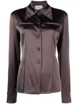 Рубашка с объемным воротником Nanushka, коричневый