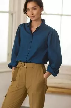 Рубашка с объемными рукавами Next, синий