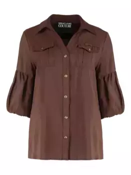 Рубашка с объемными рукавами Versace Jeans Couture, коричневый