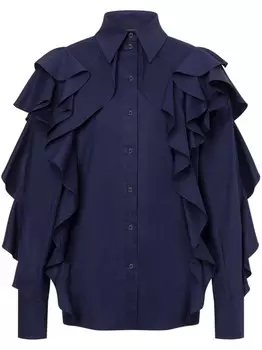 Рубашка с оборками Alberta Ferretti, синий