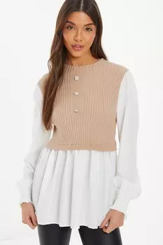 Рубашка с оборками из многослойного трикотажа Stone QUIZ Clothing