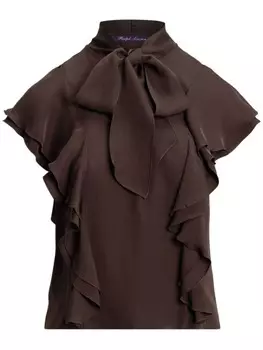 Рубашка с оборками Ralph Lauren Collection, коричневый