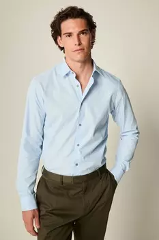 Рубашка с одинарным манжетом, легкая в уходе Next, голубой