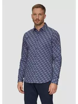 Рубашка s.Oliver Hemd langarm, цвет Blau-mehrfarbig