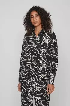 Рубашка с острым воротником и принтом Vila, черный