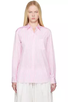 Рубашка с отделкой в розово-белую полоску в клетку Comme des Garons Shirt