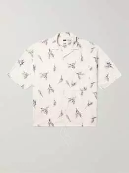 Рубашка с откидным воротником и принтом из смесового хлопка NANAMICA, белый