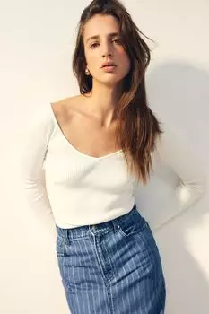 Рубашка с открытыми плечами H&M, белый