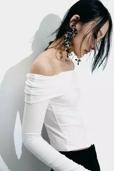 Рубашка с открытыми плечами H&M, белый