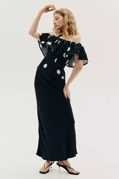 Рубашка с открытыми плечами H&M, черный