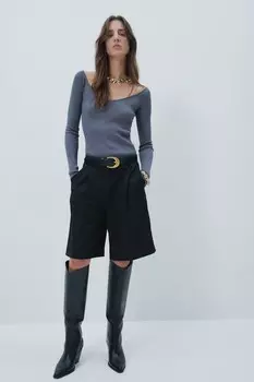 Рубашка с открытыми плечами H&M, синий