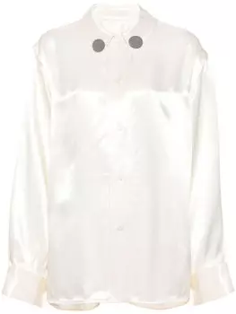 Рубашка с открытыми плечами и аппликацией логотипа Jil Sander, серый