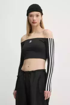 Рубашка с открытыми плечами и длинными рукавами adidas Originals, черный