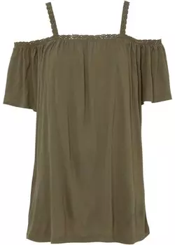 Рубашка с открытыми плечами и кружевной отделкой Rainbow, зеленый