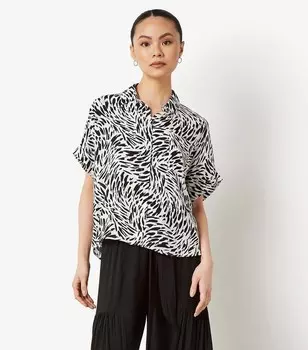 Рубашка с отложными рукавами и зебровым принтом Apricot, черный