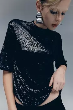 Рубашка с пайетками H&M, черный