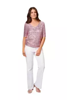 Рубашка с пайетками HERMANN LANGE Collection, с V-образным вырезом, цвет Rose