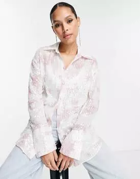 Рубашка с пайетками и принтом тай-дай ASOS DESIGN