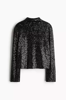 Рубашка с пайетками и водолазка H&M, черный