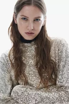Рубашка с пайетками и водолазкой H&M, мультиколор