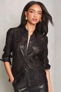 Рубашка с пайетками Lipsy, черный