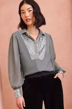 Рубашка с пайетками Love & Roses, серый