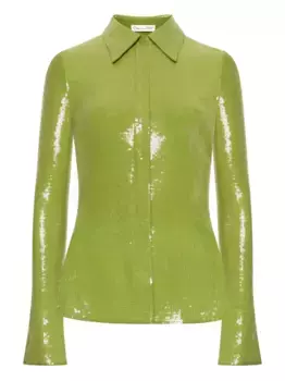 Рубашка с пайетками Oscar de la Renta, зеленый