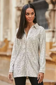 Рубашка с пайетками Sosandar, желтый